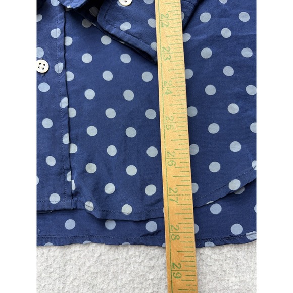 Ralph Lauren Shirt Womens 8 Blue Polka Dot 100% Silk Button Up Long Sleeve - Picture 9 of 14